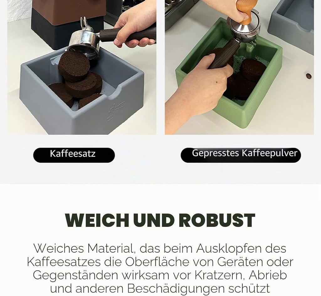 Abklopfbehälter Für Kaffeesatz Siebträger Espresso, Grau Silikon Klopfbox Für Kaffee 16X15X6,5Cm Abschlagbox Knock Box - Kaffeemaschine Gerader Mund Eimer Ideal Für Siebträgermaschinen