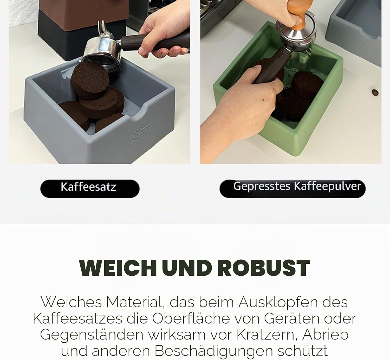Abklopfbehälter Für Kaffeesatz Siebträger Espresso, Grau Silikon Klopfbox Für Kaffee 16X15X6,5Cm Abschlagbox Knock Box - Kaffeemaschine Gerader Mund Eimer Ideal Für Siebträgermaschinen