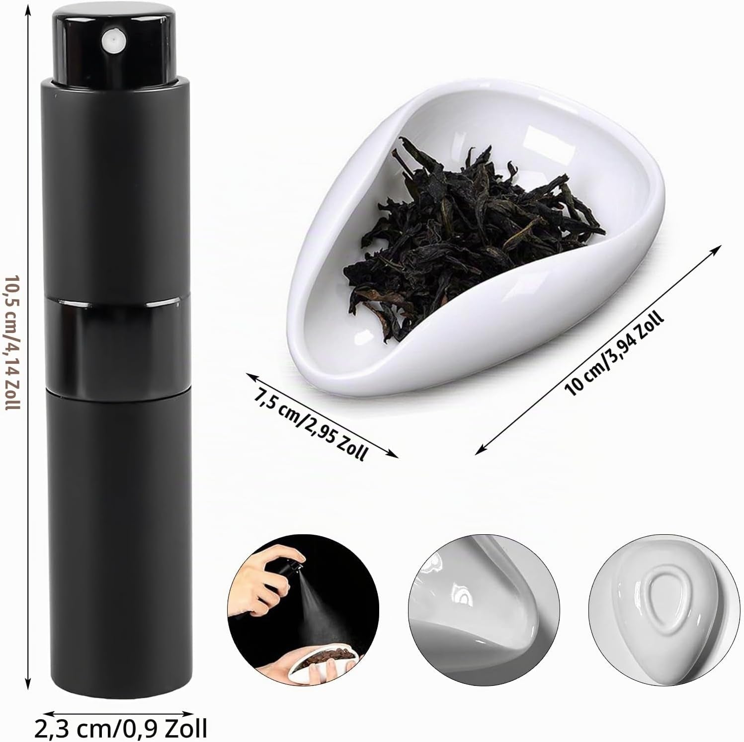 1 Satz Weiß Kaffeebohnen Dosierbecher Und Sprühflasche Set, Keramik-Kaffeebohnen-Dosierbecher & RDT Sprühflasche – Ideal Für Espresso-Liebhaber, Barista-Zubehörset Für Kaffee, Tee, Brauen