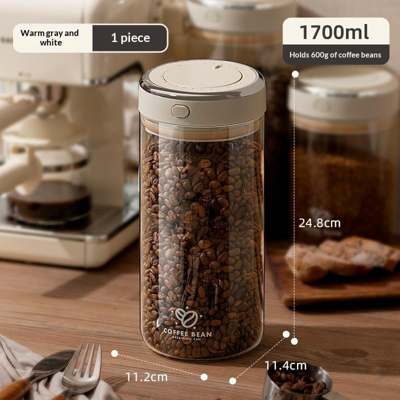 Kaffeebohnen Aufbewahrung 1700Ml Vakuum Kaffeedose Luftdichter Glasbehälter | Mit Datumsanzeiger Für Kaffeebohnen, Kaffeepulver, Tee, Nüsse & Vorräte, Borosilikatglas, 600G Fassungsvermögen