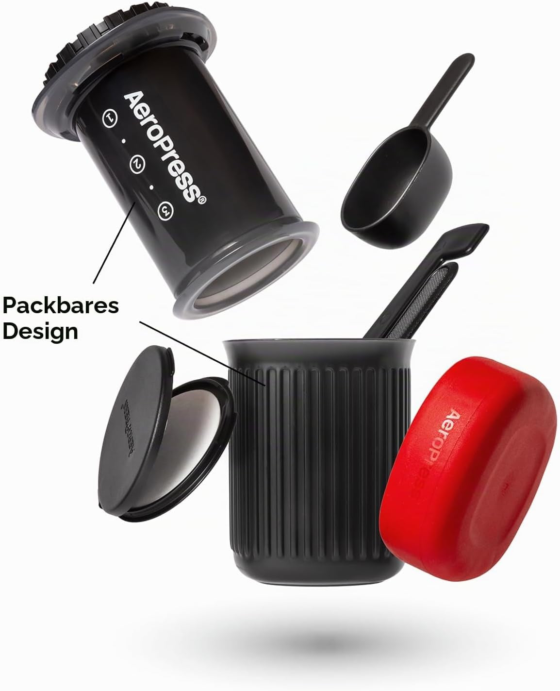 Aeropress Go Extra Kleines Tragbares Kaffeemaschinen-Set, Ideal Für Reisen, Wandern & Camping, All-In-One French Press, Manuelle Espresso- & Pour-Over-Kaffeemaschine, 2 Min Brühzeit