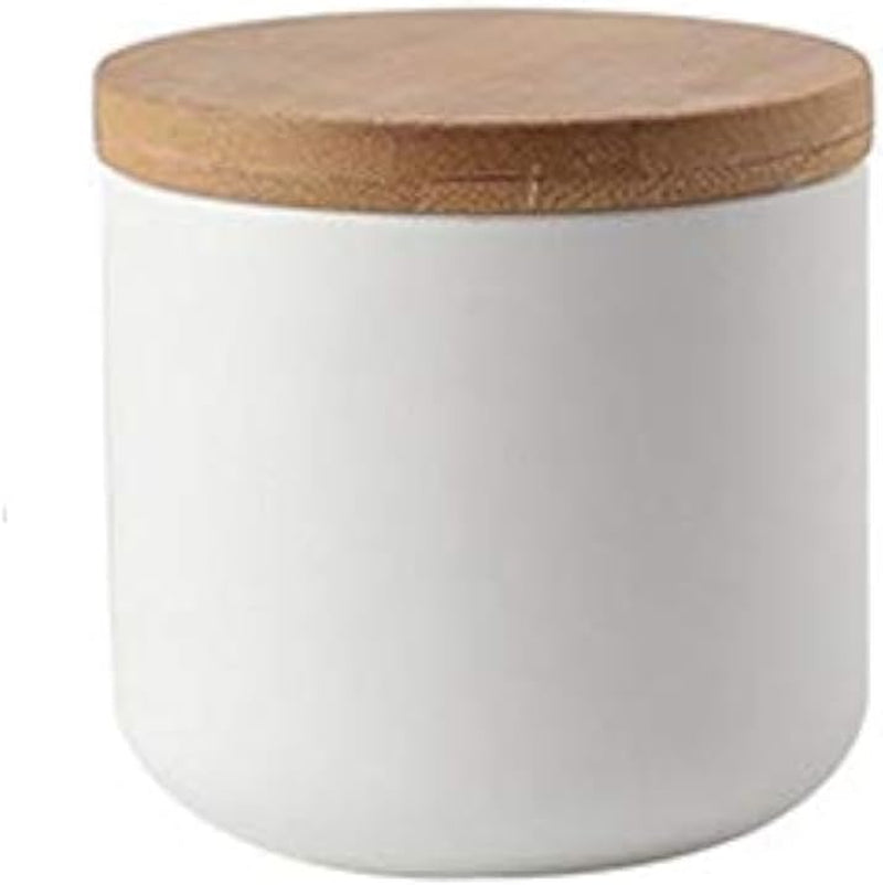Vorratsdose Mit Deckel, Keramik Zuckerdose Für Kaffee, Tee, Gewürze | Zuckerdose Mit Deckel Aus Bambus, Kaffeedose Luftdicht Küchen Keramikdose Aufbewahrung Dosen Salzdose Keksdose, Weiß 260ML