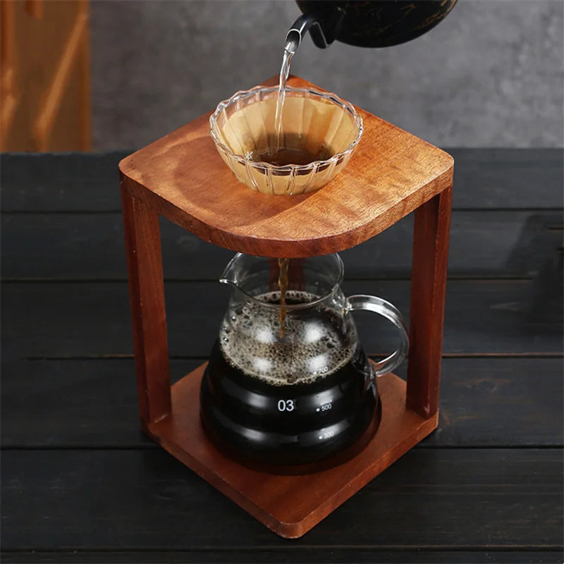 Coffee Drip Stand Wood Hand Flushing Coffee Stand Drip Pour over Coffee Stand Bracket Coffee Filter Cup Rack Barista Accessories