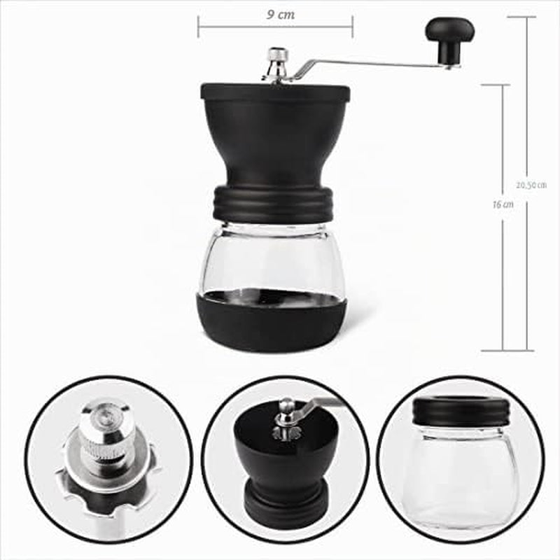 VIA CREMA Kaffeemühle Manuell, Handkaffeemühle Keramikmahlwerk. Coffee Grinder Manual Adjustable Ceramic Blades