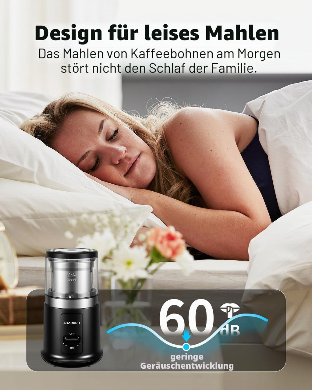SHARDOR Kaffeemühle Elektrisch, 75G Füllmenge Gewürzmühle Mit Abnehmbarer Edelstahlschüssel, Coffee Grinder Für Kaffeebohnen, Gewürzen, Getreide, Nüssen Verwendet Werden
