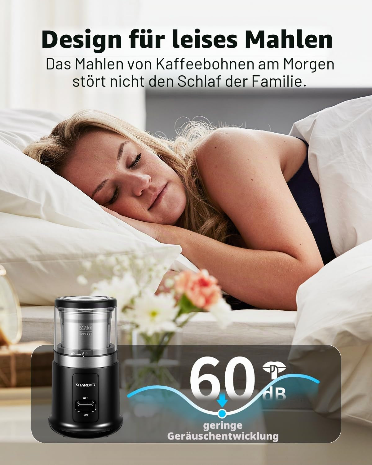 SHARDOR Kaffeemühle Elektrisch, 75G Füllmenge Gewürzmühle Mit Abnehmbarer Edelstahlschüssel, Coffee Grinder Für Kaffeebohnen, Gewürzen, Getreide, Nüssen Verwendet Werden