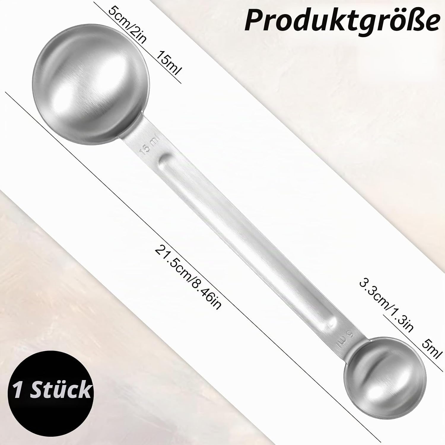 1 Stück Kaffeelöffel Portionierer,Edelstahl Messlöffel Mit Langem Griff, 5/15Ml Doppelköpfig Kaffeedosierlöffel Metall Dosierlöffel Für Gemahlenen Kaffee Bohnen Losen Tee Gewürze