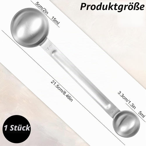 1 Stück Kaffeelöffel Portionierer,Edelstahl Messlöffel Mit Langem Griff, 5/15Ml Doppelköpfig Kaffeedosierlöffel Metall Dosierlöffel Für Gemahlenen Kaffee Bohnen Losen Tee Gewürze