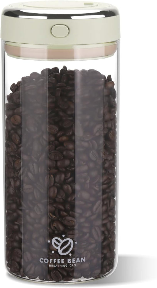 1.7L Kaffeedose Luftdicht Glas, Kaffeebohnen Behälter | Mit Auslassventil Und Datumsanzeige, Transparent Kaffeebohnen Aufbewahrung Für Kaffeebohnen, Nüsse, Kakao, Teeblätter