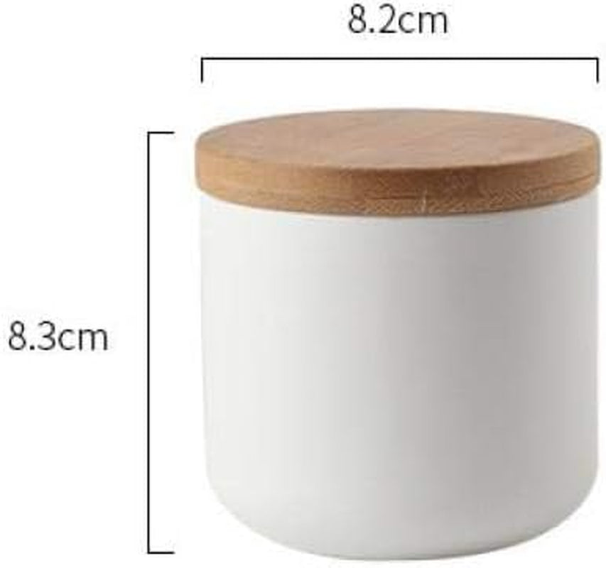 Vorratsdose Mit Deckel, Keramik Zuckerdose Für Kaffee, Tee, Gewürze | Zuckerdose Mit Deckel Aus Bambus, Kaffeedose Luftdicht Küchen Keramikdose Aufbewahrung Dosen Salzdose Keksdose, Weiß 260ML