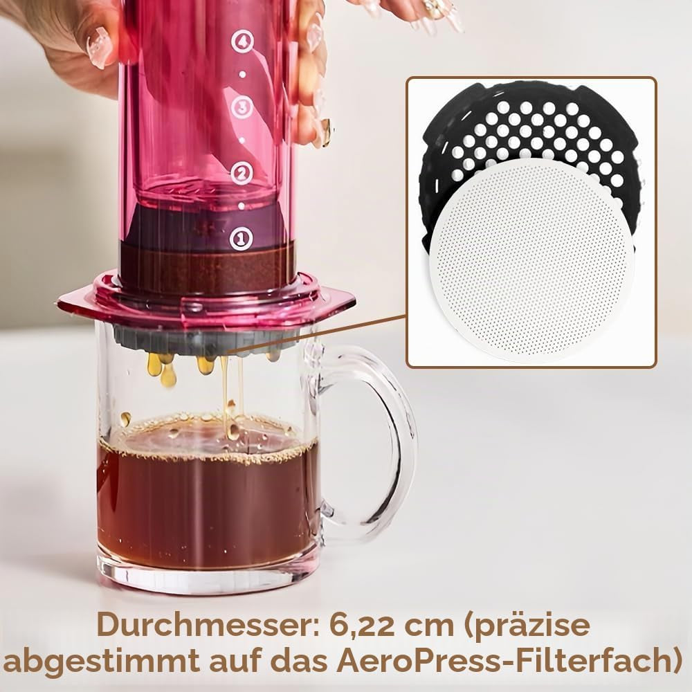 2 Stück Kaffeefilter Edelstahl Für Aeropress Kaffeemaschine, 62 Mm/2.45 in | Wiederverwendbarer Metall-Kaffeefilter Für Aeropress Go-Kaffeemaschinen, Sieb Für Kaffeemaschinen, Für Espresso, American