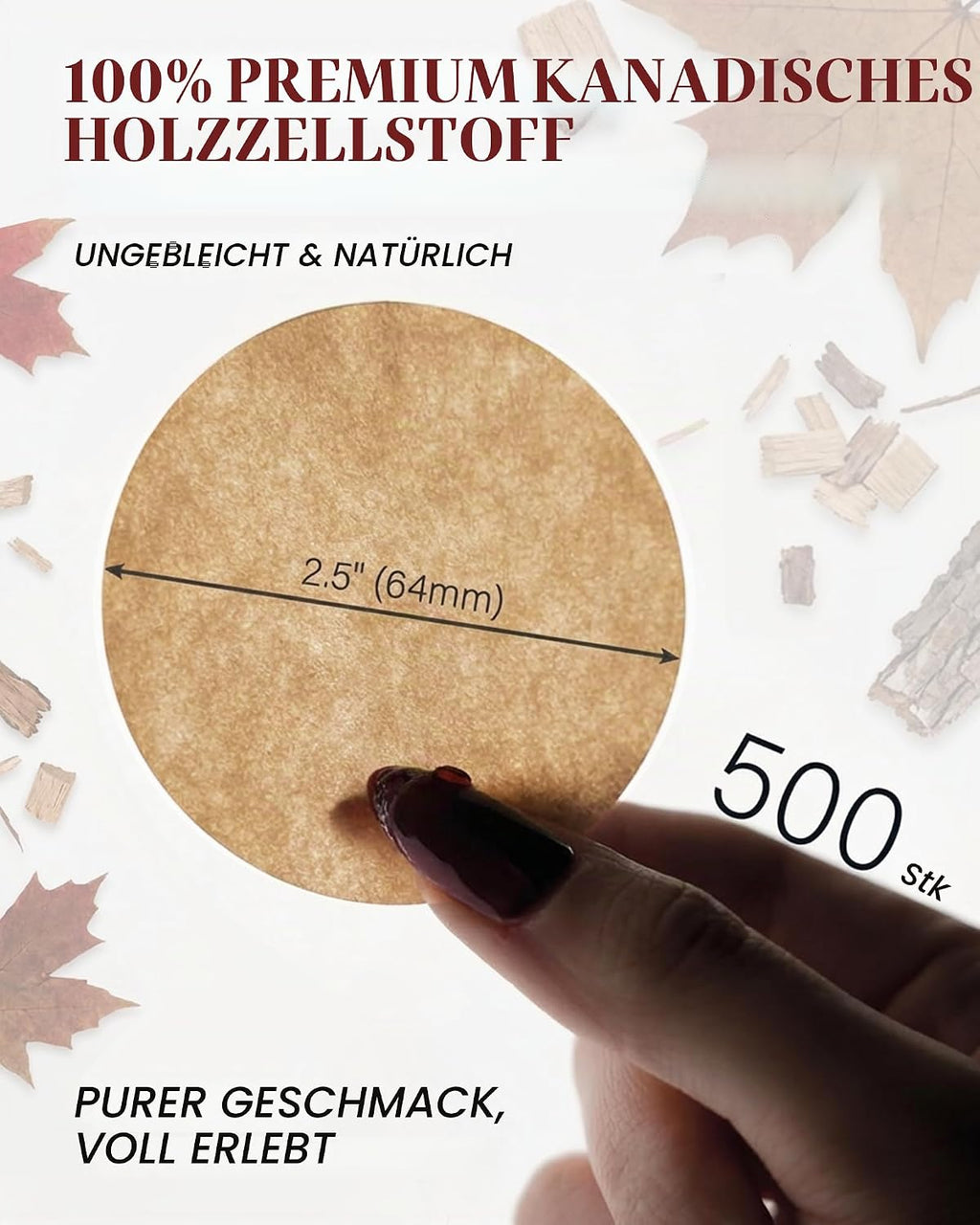 500Er-Pack Aeropress Filter,64 Mm,Einweg & Runde Papierfilter,Kompatibel Mit Aero-Press Kaffeemaschinen,Natürliche Farbe