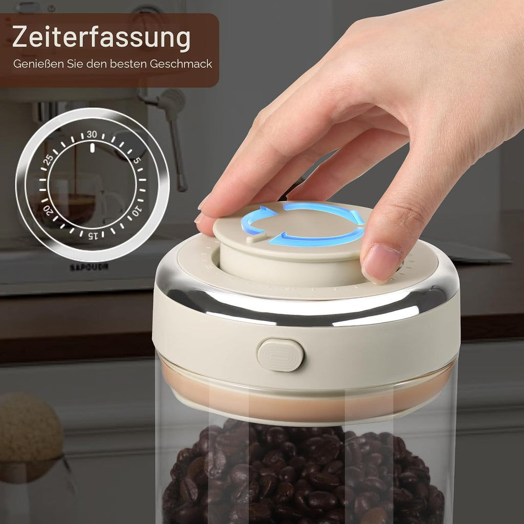 1.7L Kaffeedose Luftdicht Glas, Kaffeebohnen Behälter | Mit Auslassventil Und Datumsanzeige, Transparent Kaffeebohnen Aufbewahrung Für Kaffeebohnen, Nüsse, Kakao, Teeblätter