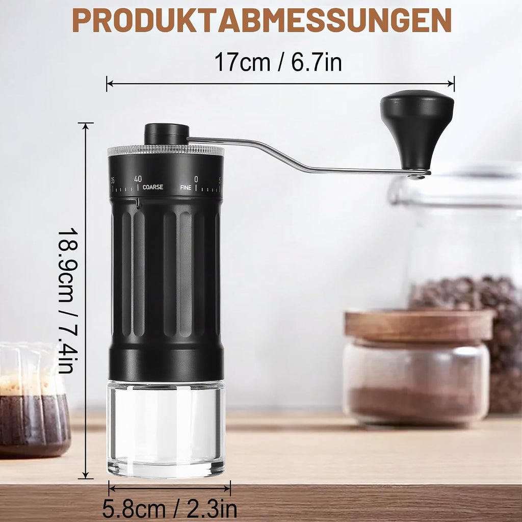 Kaffeemühle Manuell Externer Verstellbarer, Coffee Grinder Mit Hochpräzisem 40-Stufige Einstellung, Kegelmahlwerk Aus Keramik, Abs-Kaffeemühlenkörper