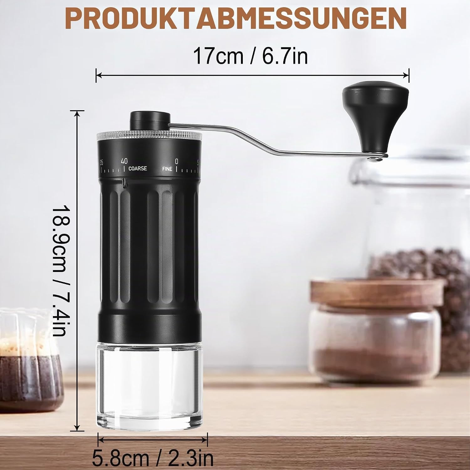 Kaffeemühle Manuell Externer Verstellbarer, Coffee Grinder Mit Hochpräzisem 40-Stufige Einstellung, Kegelmahlwerk Aus Keramik, Abs-Kaffeemühlenkörper