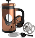 Bonvivo French Press 1L Kupfer-Optik – Kaffeepresse 8 Tassen | Kaffeebereiter Groß Aus Glas & Edelstahl – Coffee Maker Ohne Filter – Für Familie & Gäste