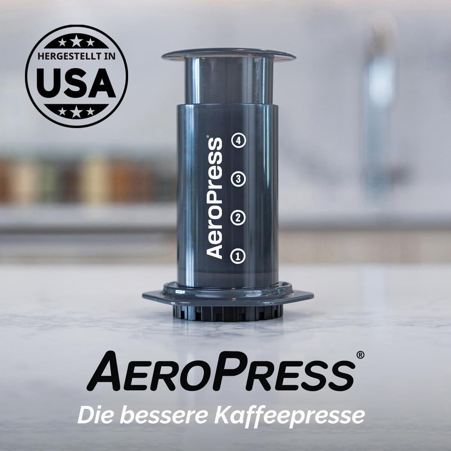 Aeropress Original Kaffee- Und Espressomaschine, Tragbare Kaffeemaschine Auf Barista-Niveau Mit Kammer, Kolben Und Filtern, Schnelle Kaffee- Und Espressomaschine