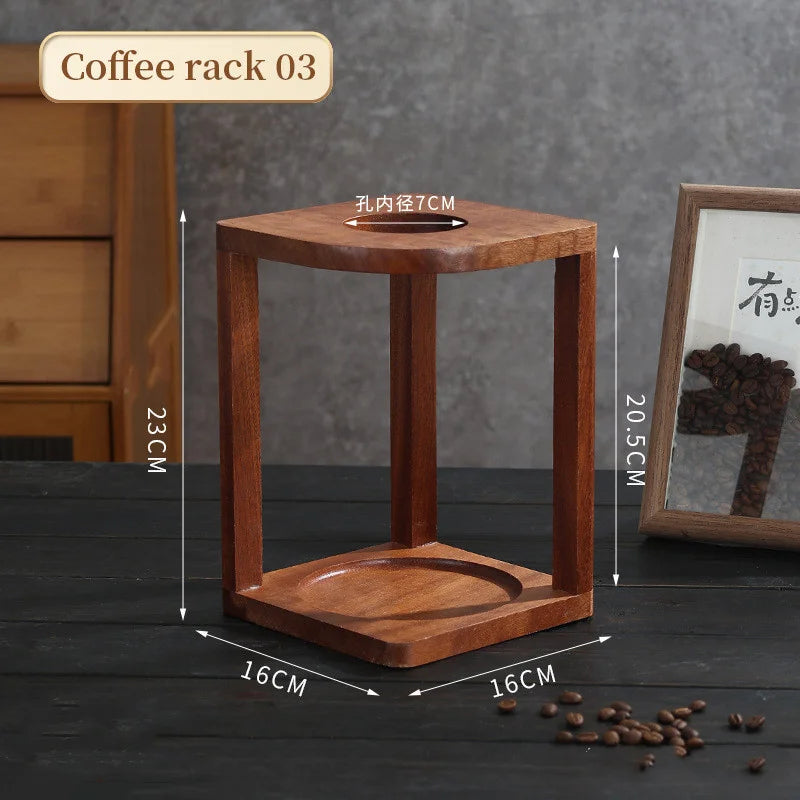 Coffee Drip Stand Wood Hand Flushing Coffee Stand Drip Pour over Coffee Stand Bracket Coffee Filter Cup Rack Barista Accessories