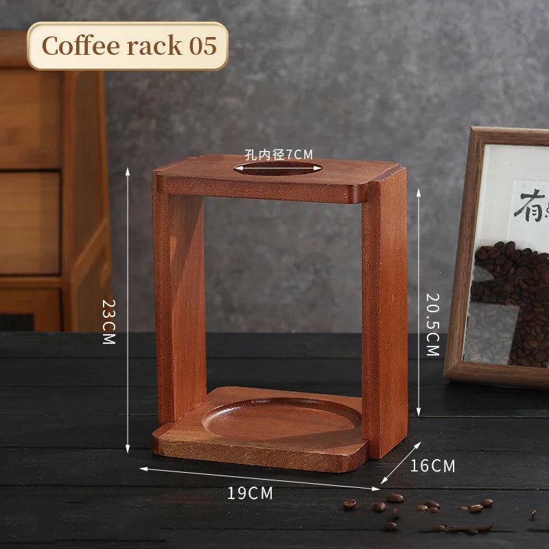 Coffee Drip Stand Wood Hand Flushing Coffee Stand Drip Pour over Coffee Stand Bracket Coffee Filter Cup Rack Barista Accessories