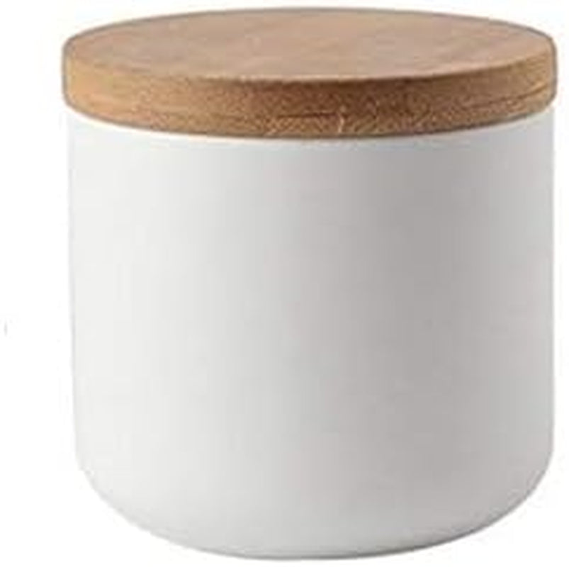 Vorratsdose Mit Deckel, Keramik Zuckerdose Für Kaffee, Tee, Gewürze | Zuckerdose Mit Deckel Aus Bambus, Kaffeedose Luftdicht Küchen Keramikdose Aufbewahrung Dosen Salzdose Keksdose, Weiß 260ML