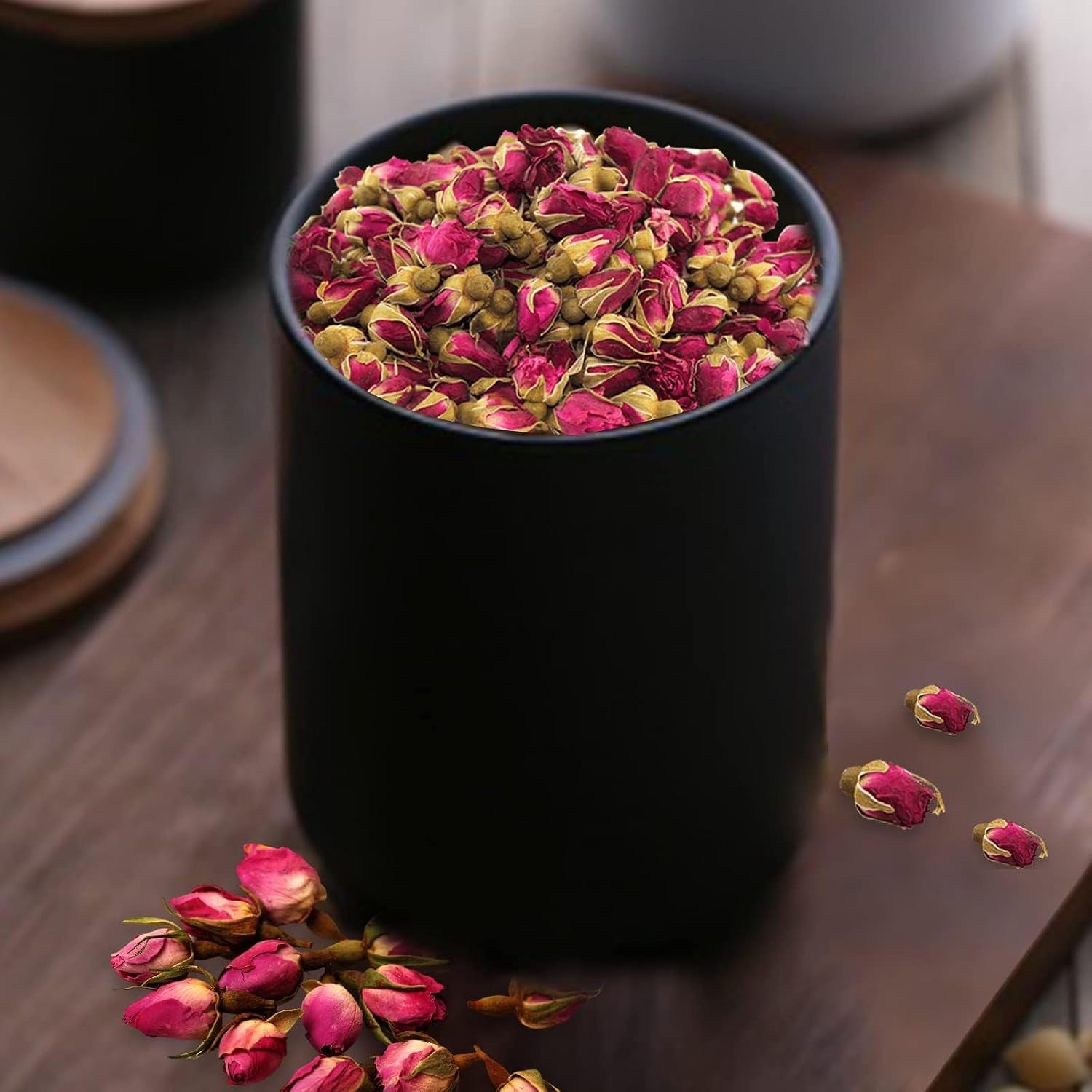 Vorratsdose Mit Deckel, Keramik Zuckerdose Für Kaffee, Tee, Gewürze | Zuckerdose Mit Deckel Aus Bambus, Kaffeedose Luftdicht Küchen Keramikdose Aufbewahrung Dosen Salzdose Keksdose, Weiß 260ML