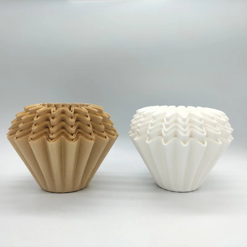 50PCS Kraft Paper Coffee Filter Cups Bowl Shape Origami Hand Brewed Drip Corrugated Disposable Cup for Pour over Espresso