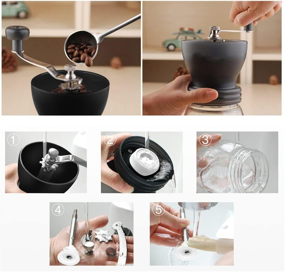 VIA CREMA Kaffeemühle Manuell, Handkaffeemühle Keramikmahlwerk. Coffee Grinder Manual Adjustable Ceramic Blades
