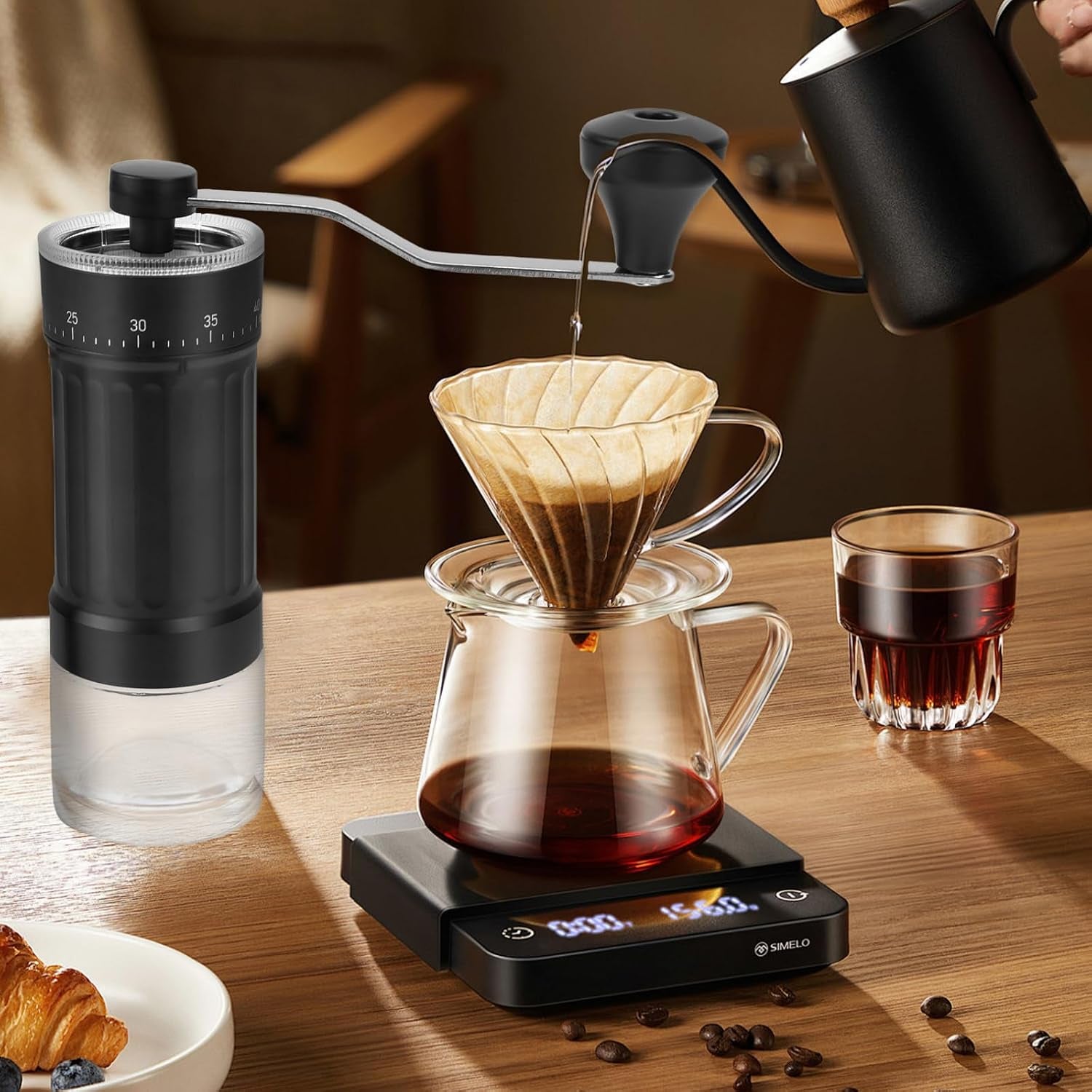 Manuelle Kaffeemühle Handkaffeemühle Keramik Kegelmahlwerk | Hochpräzise, Verstellbarer Mahlgrad, Für Zuhause, Outdoors, Camping
