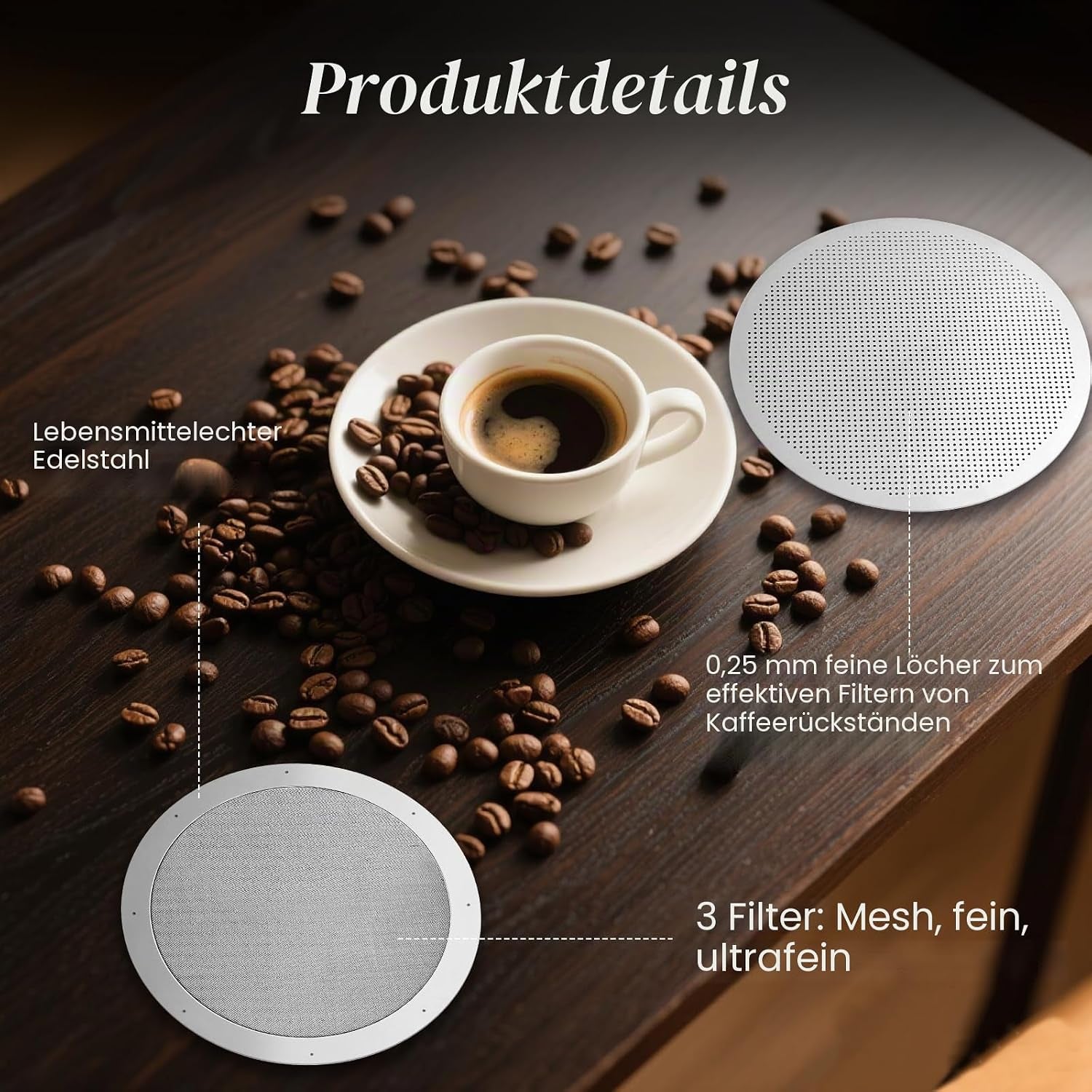 4-Teiliges Puck-Sieb Set, Wiederverwendbarer Edelstahl Kaffeefilter Für Aeropress Kaffeemaschine, Mit 2 Filterplatten, 2 Randfiltern Und 2 Bürsten, 61 Mm Größe.