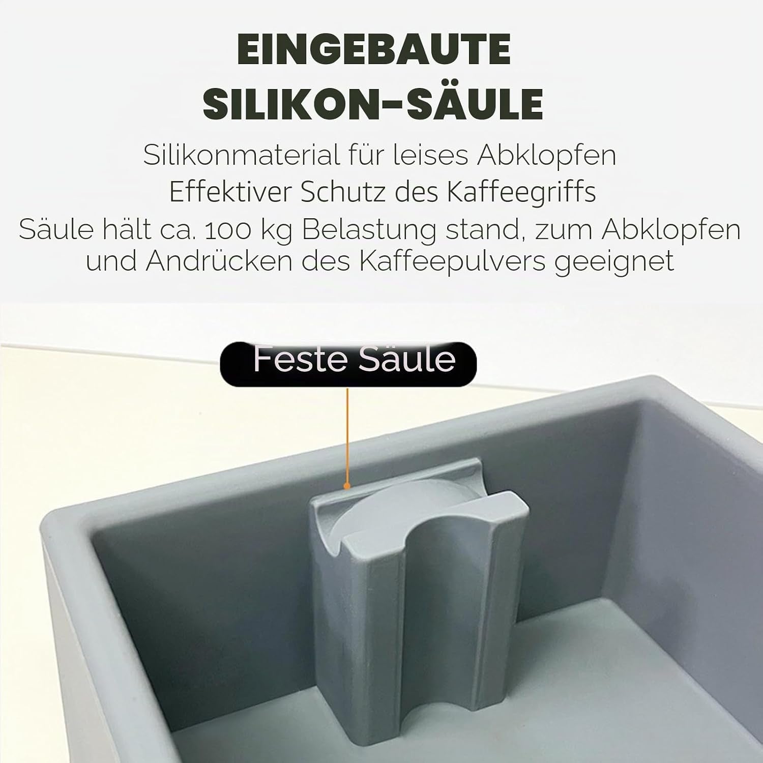 Abklopfbehälter Für Kaffeesatz Siebträger Espresso, Grau Silikon Klopfbox Für Kaffee 16X15X6,5Cm Abschlagbox Knock Box - Kaffeemaschine Gerader Mund Eimer Ideal Für Siebträgermaschinen
