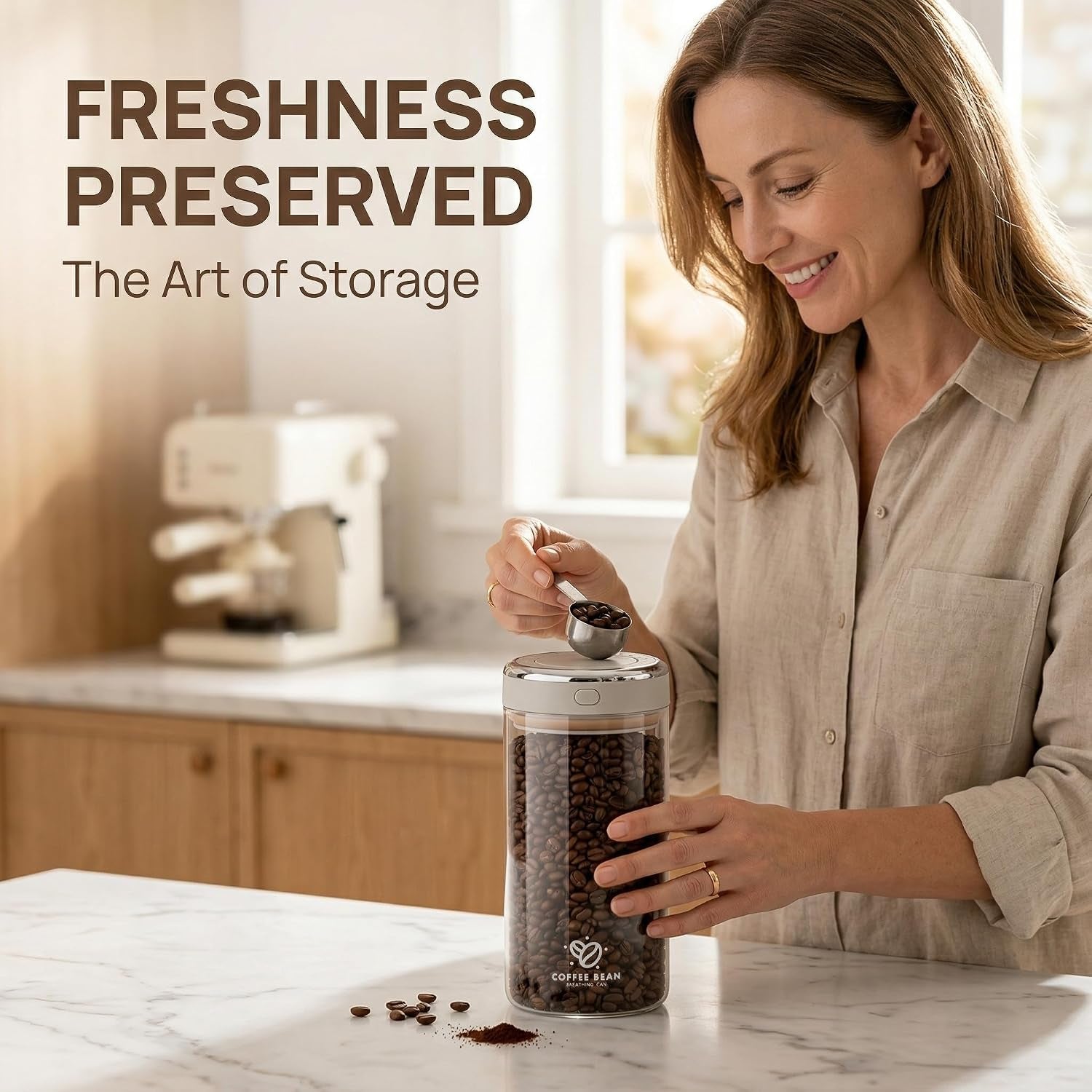 Kaffeebohnen Aufbewahrung 1700Ml Vakuum Kaffeedose Luftdichter Glasbehälter | Mit Datumsanzeiger Für Kaffeebohnen, Kaffeepulver, Tee, Nüsse & Vorräte, Borosilikatglas, 600G Fassungsvermögen