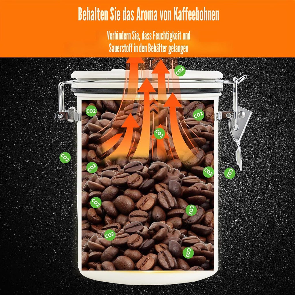 Kaffeedose Luftdicht Mit Messlöffel & Ventil, 1,8L Datumsanzeige Wiederverwendbarer Kaffeebehälter, Kaffeebohnen Behälter Aus Edelstahl Für Zucker Tee Nüsse Kakao Länger & Frisch Bleiben