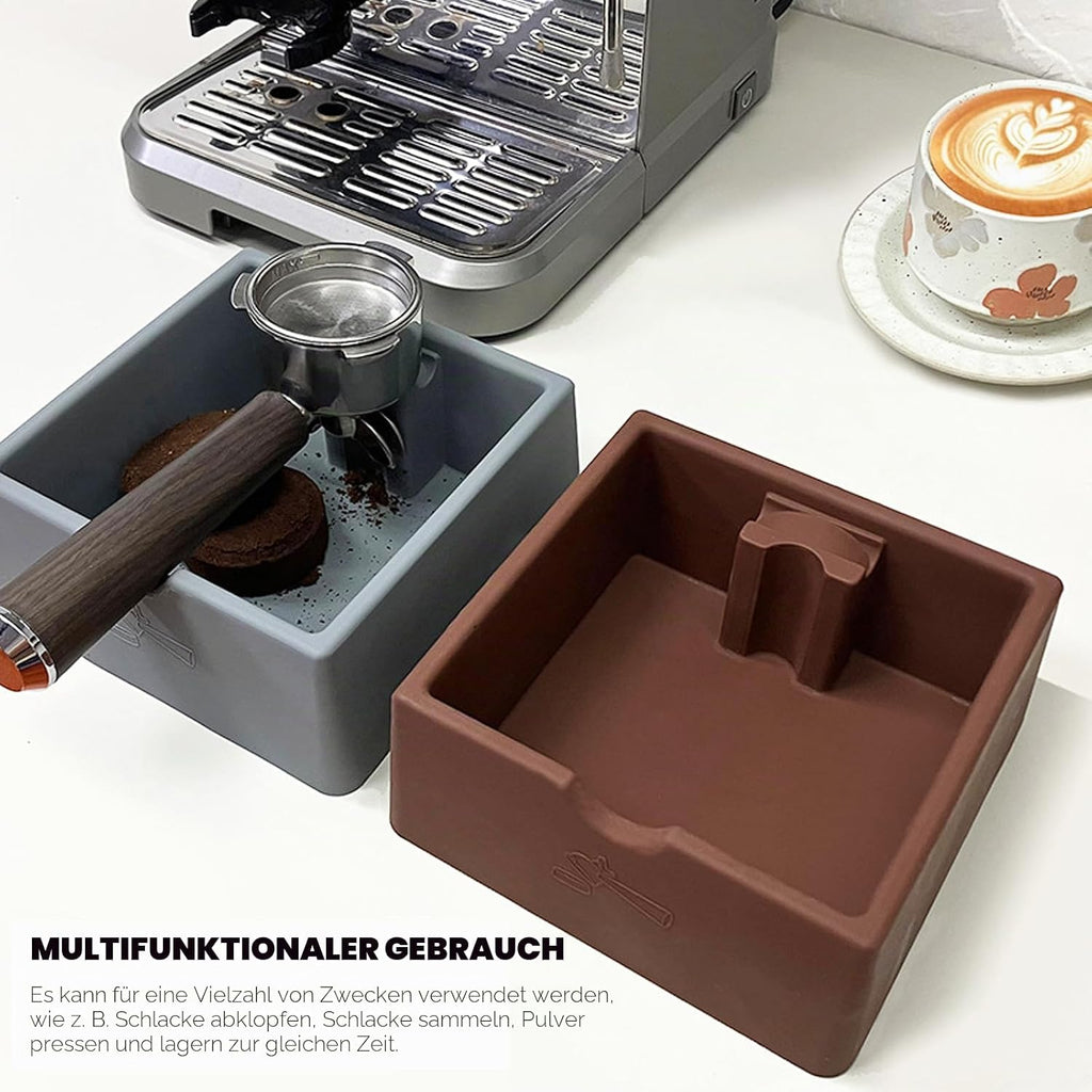 Abklopfbehälter Für Kaffeesatz Siebträger Espresso, Grau Silikon Klopfbox Für Kaffee 16X15X6,5Cm Abschlagbox Knock Box - Kaffeemaschine Gerader Mund Eimer Ideal Für Siebträgermaschinen