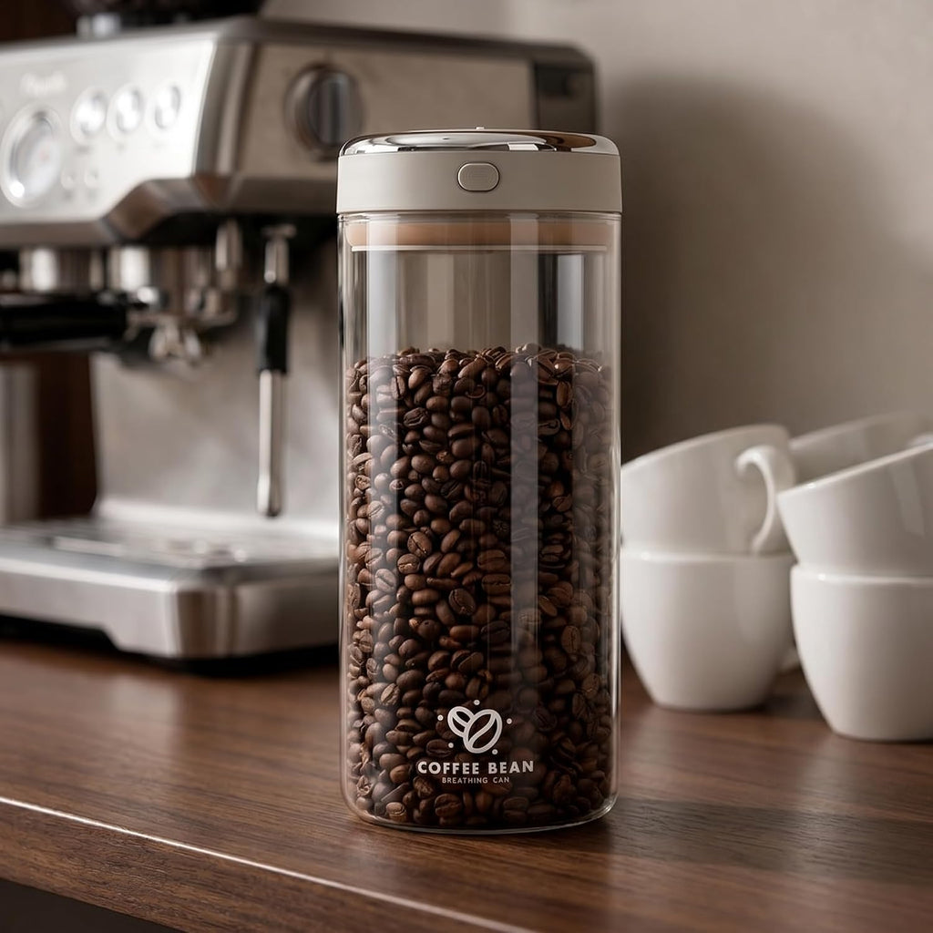 Kaffeebohnen Aufbewahrung 1700Ml Vakuum Kaffeedose Luftdichter Glasbehälter | Mit Datumsanzeiger Für Kaffeebohnen, Kaffeepulver, Tee, Nüsse & Vorräte, Borosilikatglas, 600G Fassungsvermögen