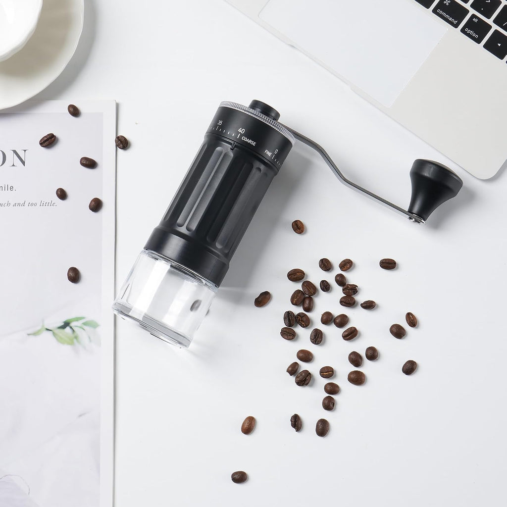 Kaffeemühle Manuell Externer Verstellbarer, Coffee Grinder Mit Hochpräzisem 40-Stufige Einstellung, Kegelmahlwerk Aus Keramik, Abs-Kaffeemühlenkörper