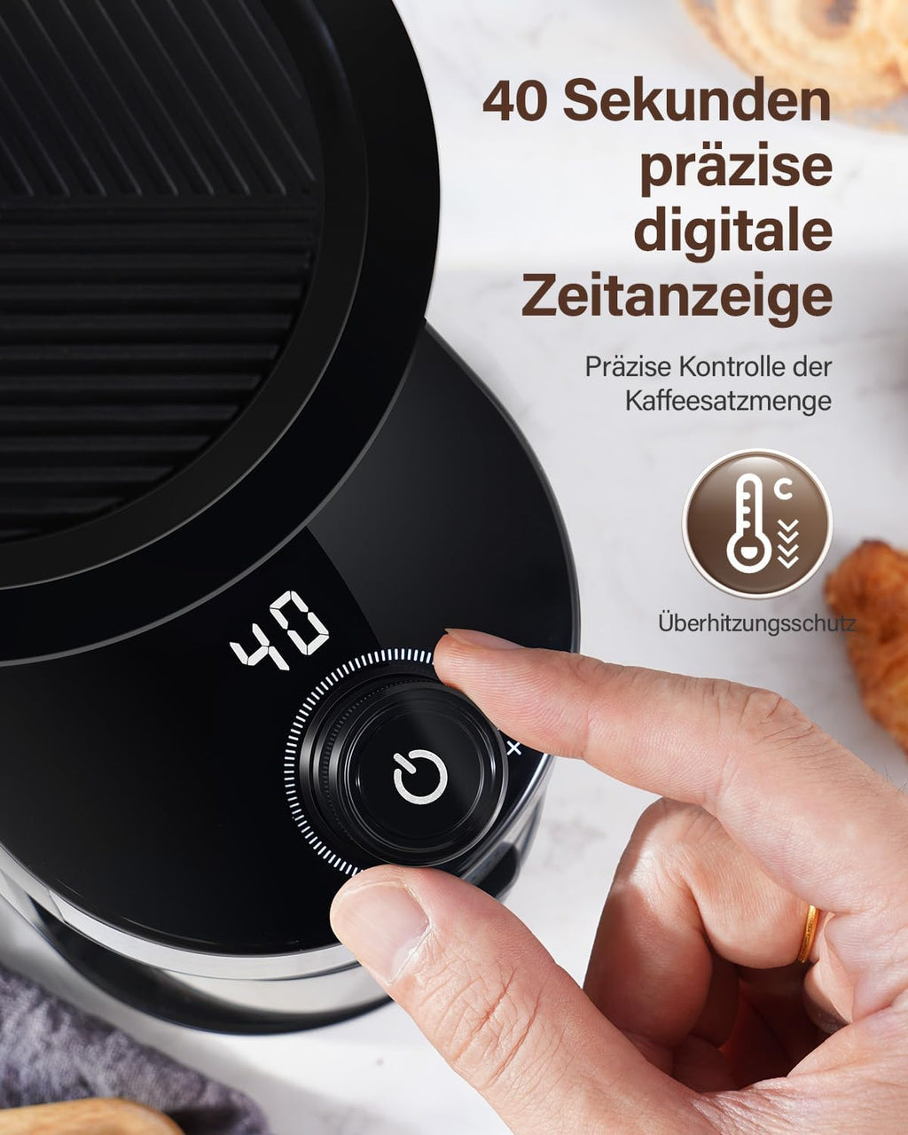 SHARDOR Kaffeemühle Elektrisch Mit 25 Mahlgraden, Elektrische Kaffeemühle | Präziser Digitalanzeige, Scheibenmahlwerk Für Espresso, Tropfkaffee Und French Press, 200W, 200G Bohnenbehälter