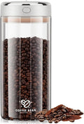 Kaffeebohnen Aufbewahrung 1700Ml Vakuum Kaffeedose Luftdichter Glasbehälter | Mit Datumsanzeiger Für Kaffeebohnen, Kaffeepulver, Tee, Nüsse & Vorräte, Borosilikatglas, 600G Fassungsvermögen