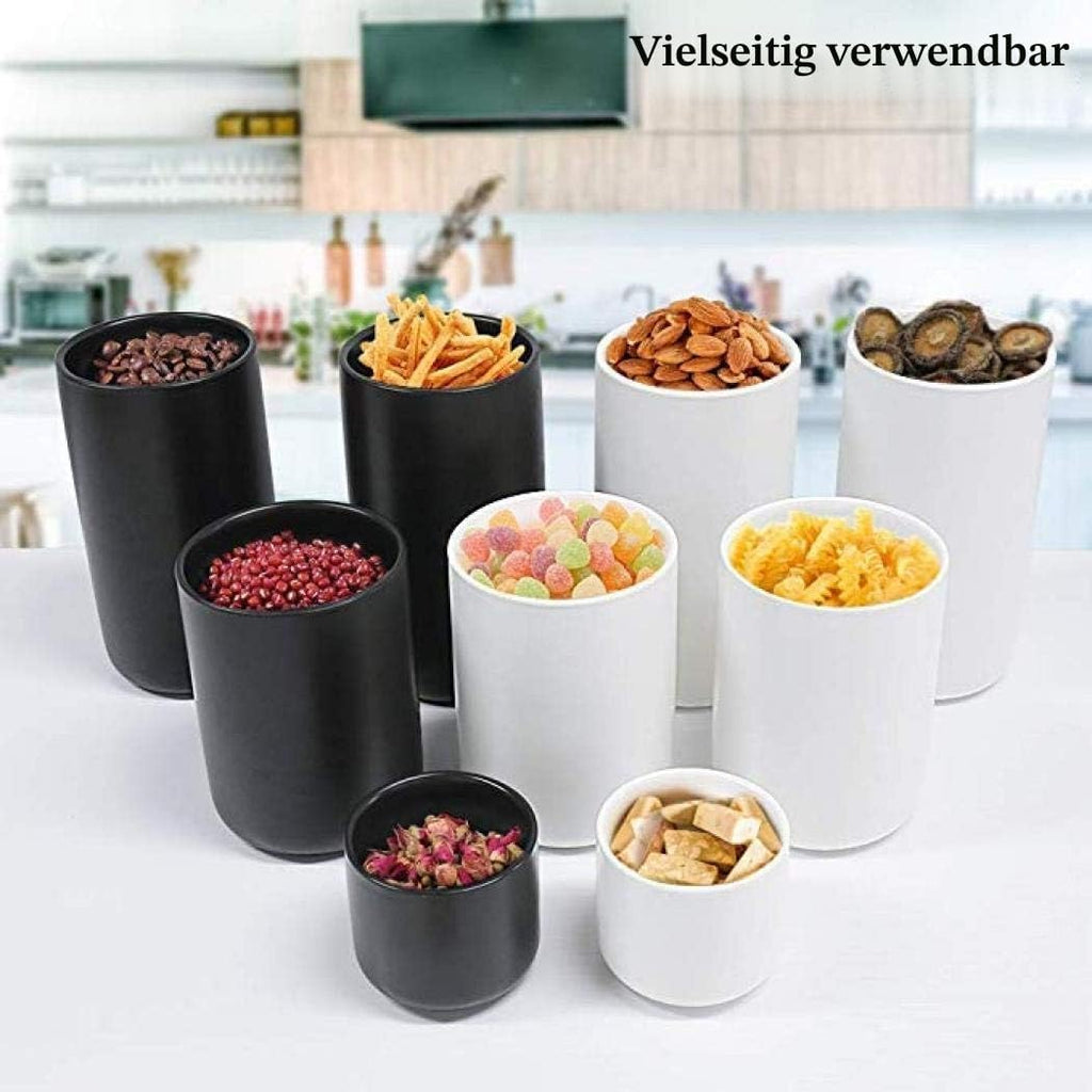 Vorratsdose Mit Deckel, Keramik Zuckerdose Für Kaffee, Tee, Gewürze | Zuckerdose Mit Deckel Aus Bambus, Kaffeedose Luftdicht Küchen Keramikdose Aufbewahrung Dosen Salzdose Keksdose, Weiß 260ML