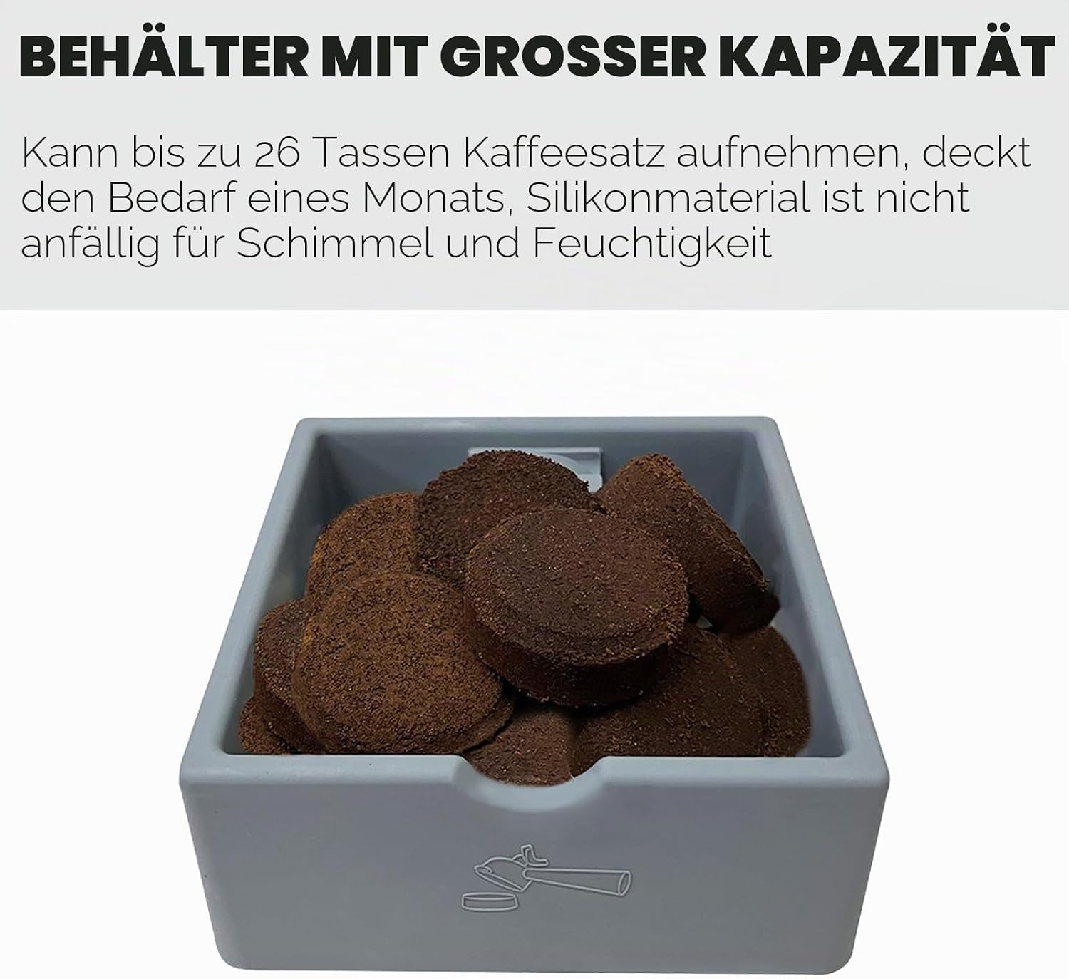 Abklopfbehälter Für Kaffeesatz Siebträger Espresso, Grau Silikon Klopfbox Für Kaffee 16X15X6,5Cm Abschlagbox Knock Box - Kaffeemaschine Gerader Mund Eimer Ideal Für Siebträgermaschinen