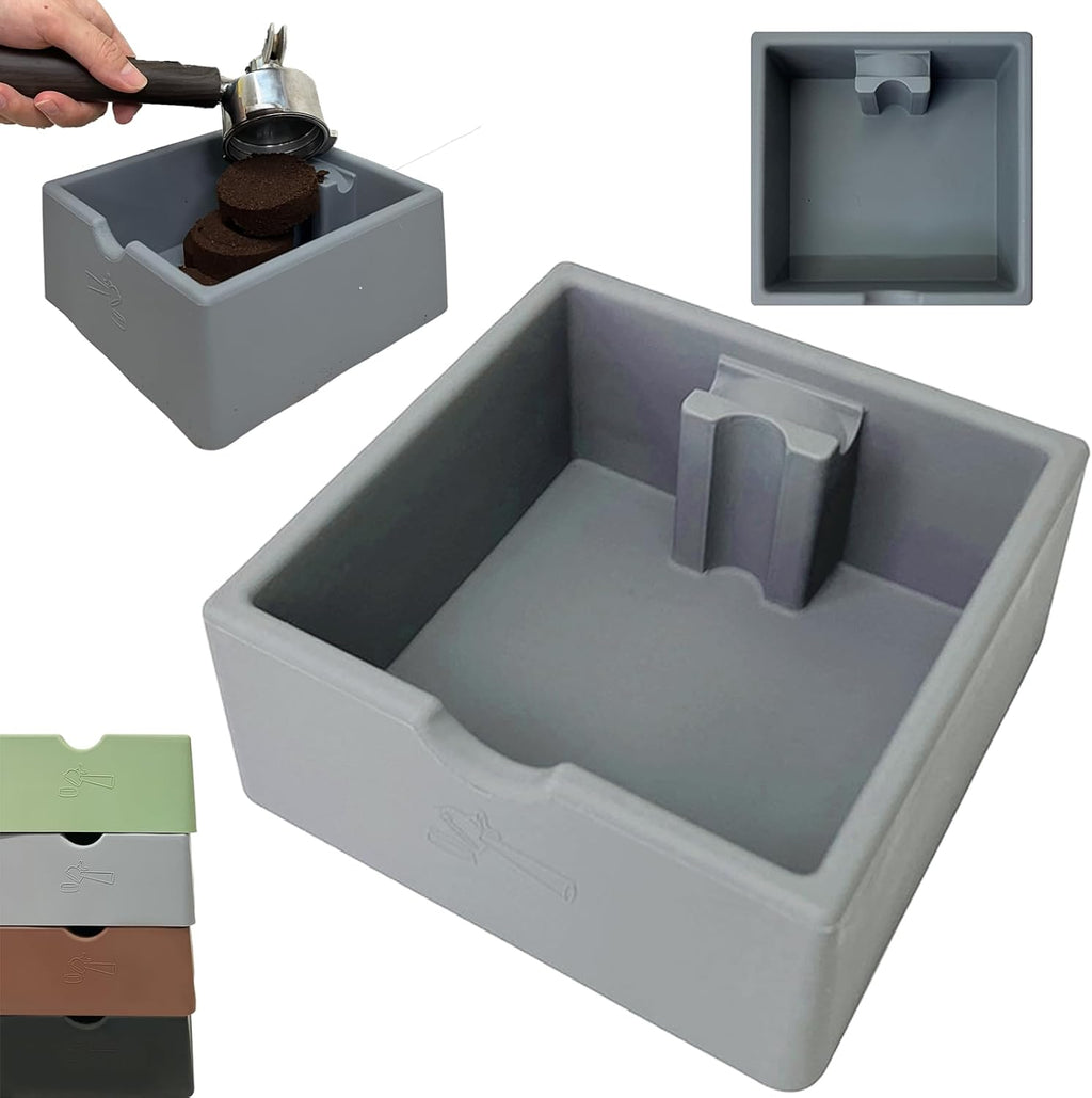 Abklopfbehälter Für Kaffeesatz Siebträger Espresso, Grau Silikon Klopfbox Für Kaffee 16X15X6,5Cm Abschlagbox Knock Box - Kaffeemaschine Gerader Mund Eimer Ideal Für Siebträgermaschinen