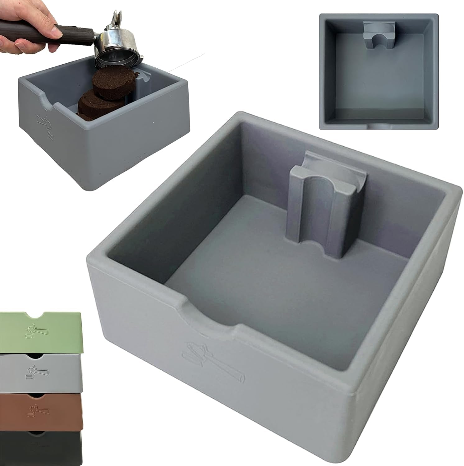 Abklopfbehälter Für Kaffeesatz Siebträger Espresso, Grau Silikon Klopfbox Für Kaffee 16X15X6,5Cm Abschlagbox Knock Box - Kaffeemaschine Gerader Mund Eimer Ideal Für Siebträgermaschinen