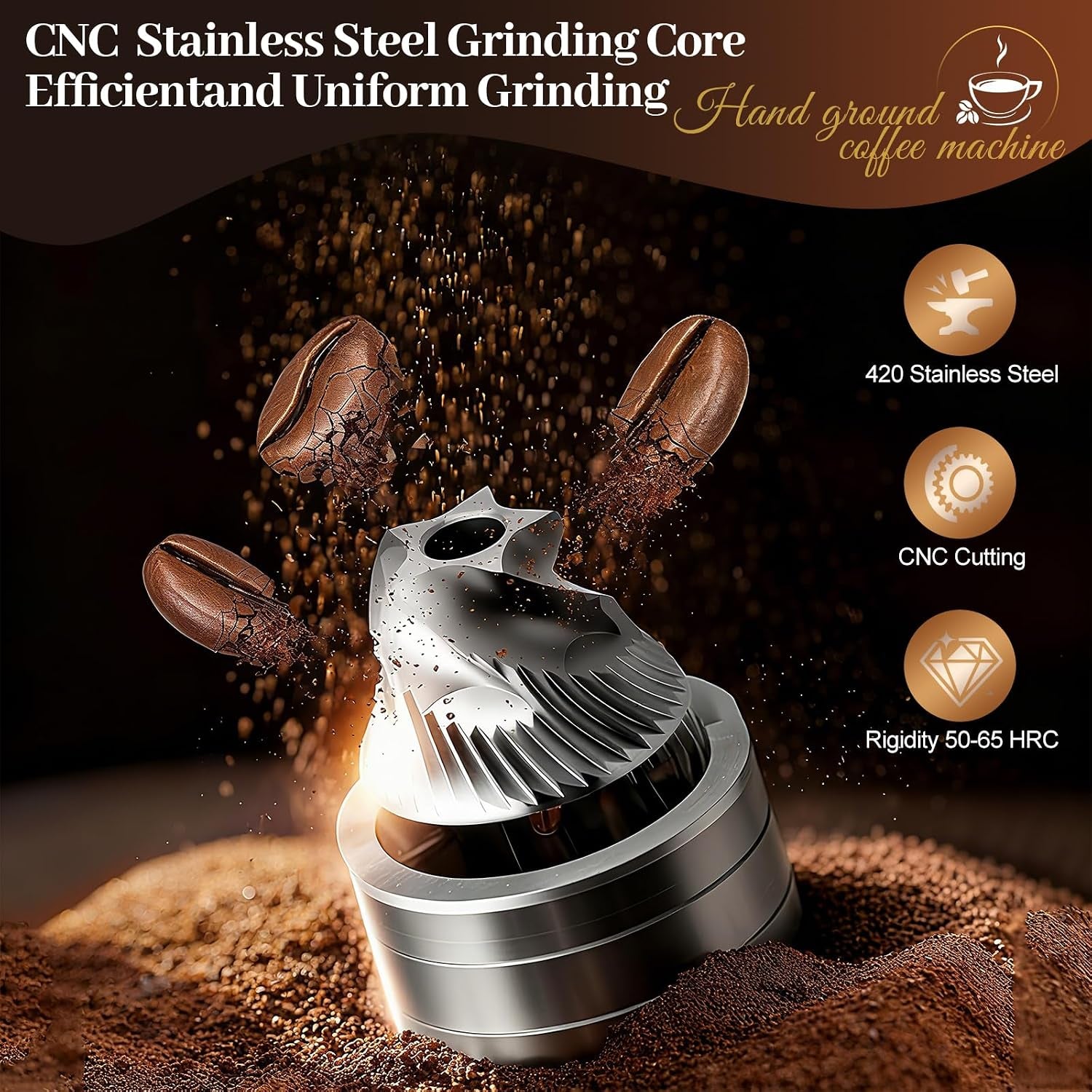 Externer Verstellbarer Manuelle Kaffeemühle Mini Manuelle Eitgemäßem Kegelmahlwerk Aus Keramik Kaffeemühle 40-Stufige Einstellung, Geeignet Für Aeropress, Pour over Moka