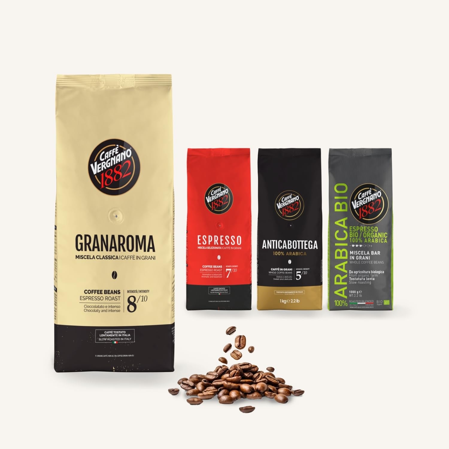 Caffè Vergnano 1882 - Ganze Bohnen Granaroma | 1 Packung, 1 Kg