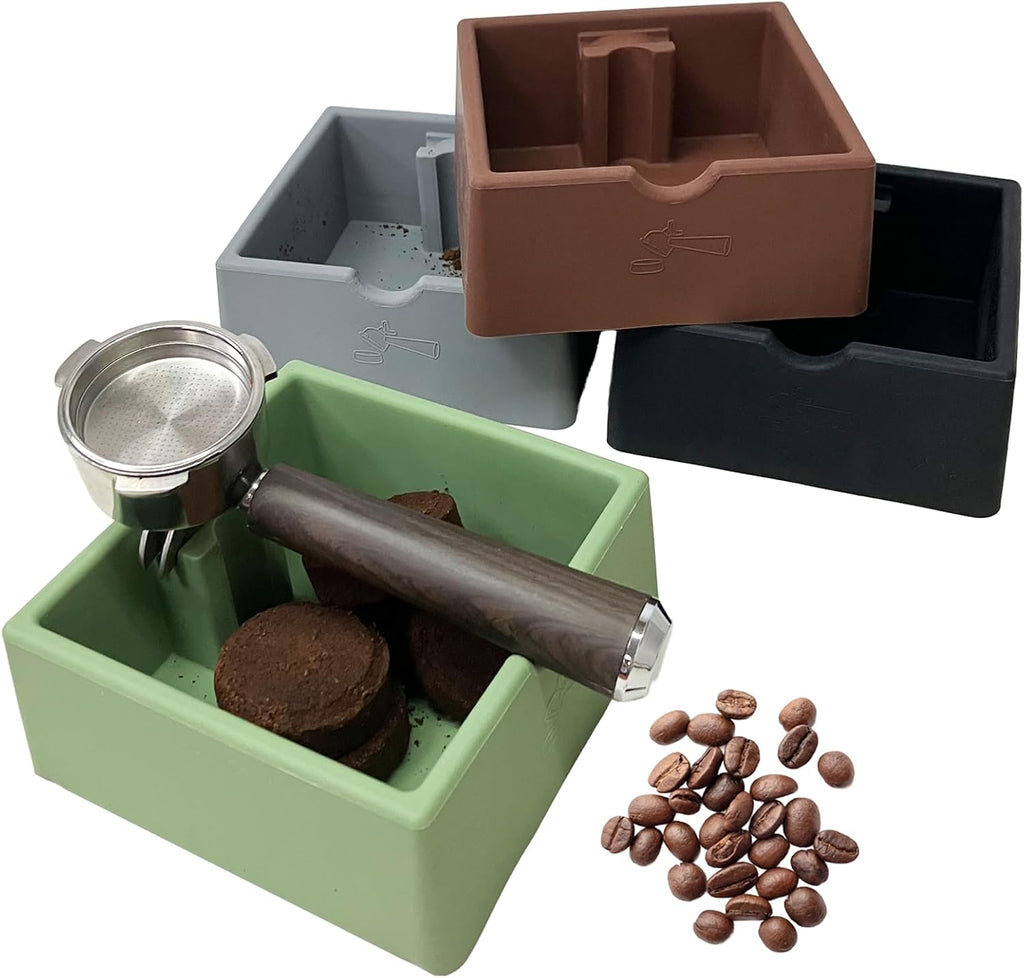 Abklopfbehälter Für Kaffeesatz Siebträger Espresso, Grau Silikon Klopfbox Für Kaffee 16X15X6,5Cm Abschlagbox Knock Box - Kaffeemaschine Gerader Mund Eimer Ideal Für Siebträgermaschinen
