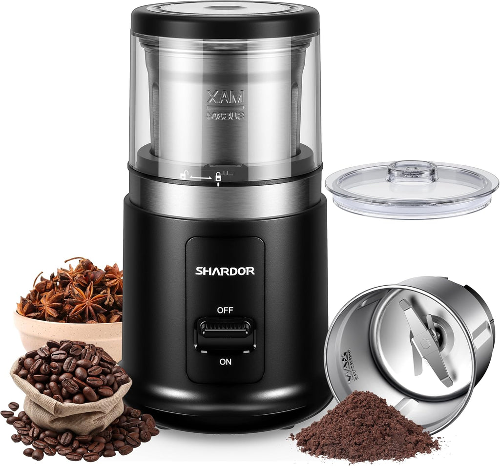 SHARDOR Kaffeemühle Elektrisch, 75G Füllmenge Gewürzmühle Mit Abnehmbarer Edelstahlschüssel, Coffee Grinder Für Kaffeebohnen, Gewürzen, Getreide, Nüssen Verwendet Werden