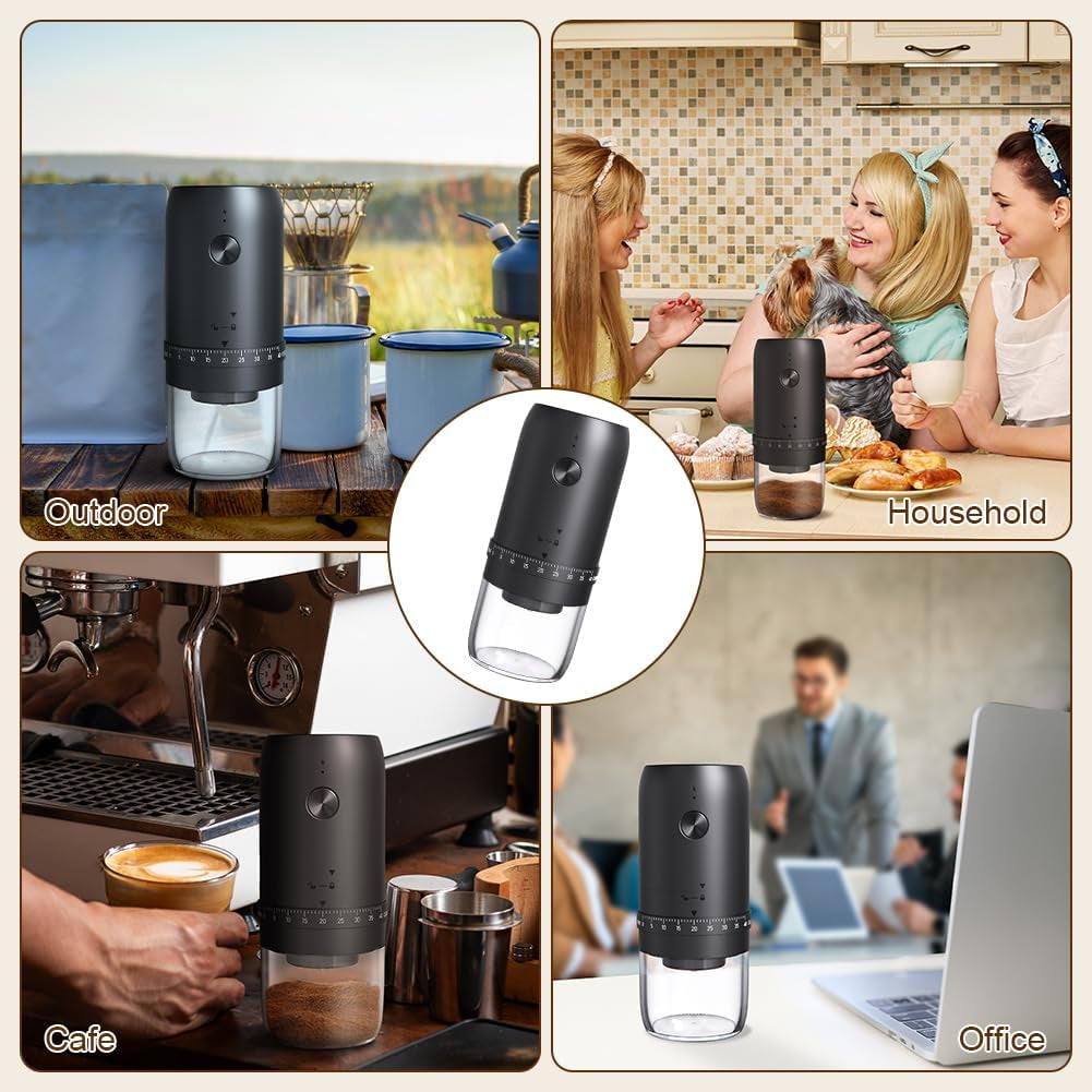 Elektrische Kaffeemühlen, Klein Coffee Grinder Wiederaufladbar, 40 Einstellbare Stufen Elektrische Mahlgerät Mit Keramikkern, 1800Mah Akkubetriebene Kaffeemühle Für Reisen, Camping