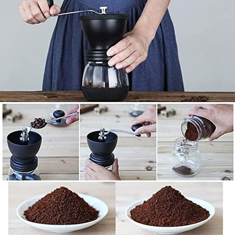 VIA CREMA Kaffeemühle Manuell, Handkaffeemühle Keramikmahlwerk. Coffee Grinder Manual Adjustable Ceramic Blades