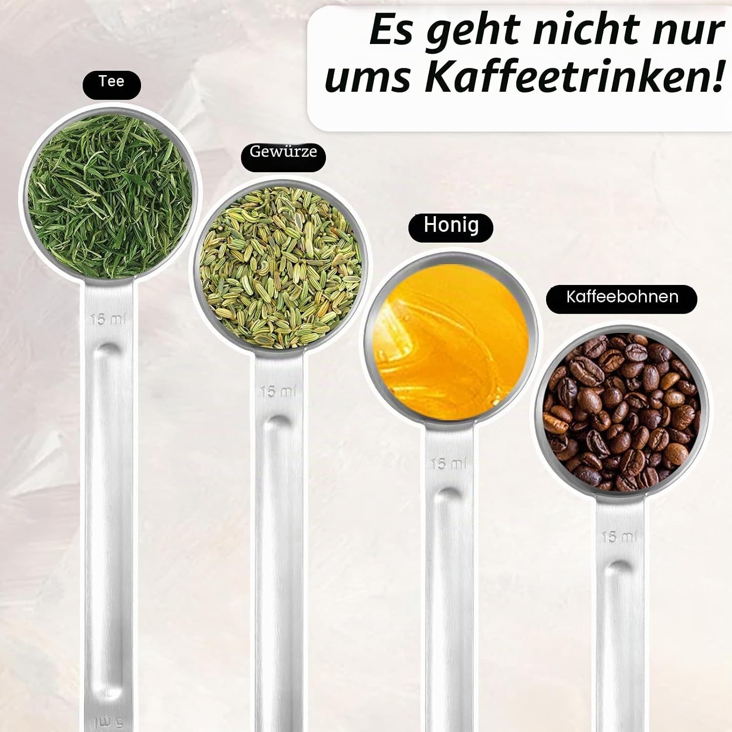 1 Stück Kaffeelöffel Portionierer,Edelstahl Messlöffel Mit Langem Griff, 5/15Ml Doppelköpfig Kaffeedosierlöffel Metall Dosierlöffel Für Gemahlenen Kaffee Bohnen Losen Tee Gewürze