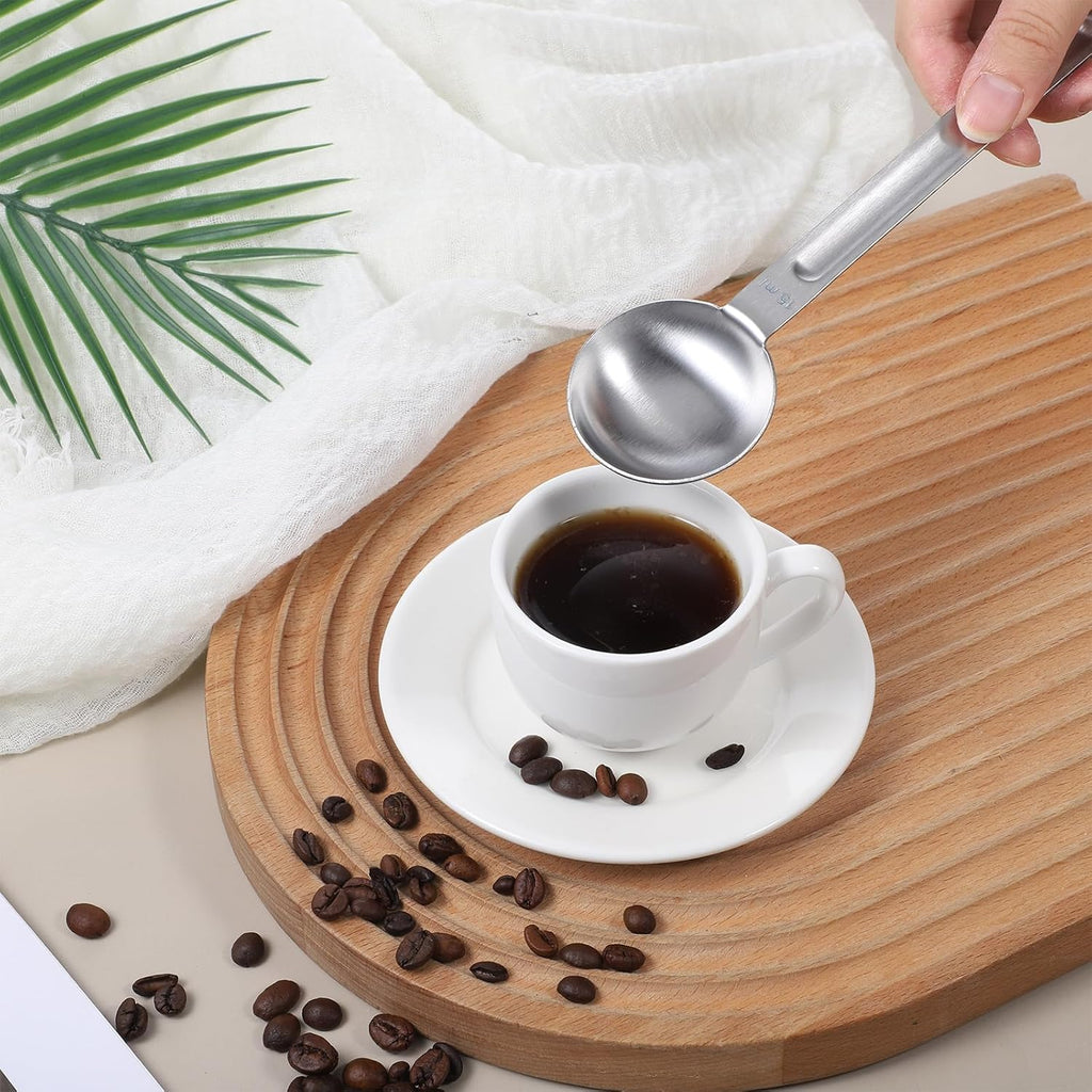 1 Stück Kaffeelöffel Portionierer,Edelstahl Messlöffel Mit Langem Griff, 5/15Ml Doppelköpfig Kaffeedosierlöffel Metall Dosierlöffel Für Gemahlenen Kaffee Bohnen Losen Tee Gewürze