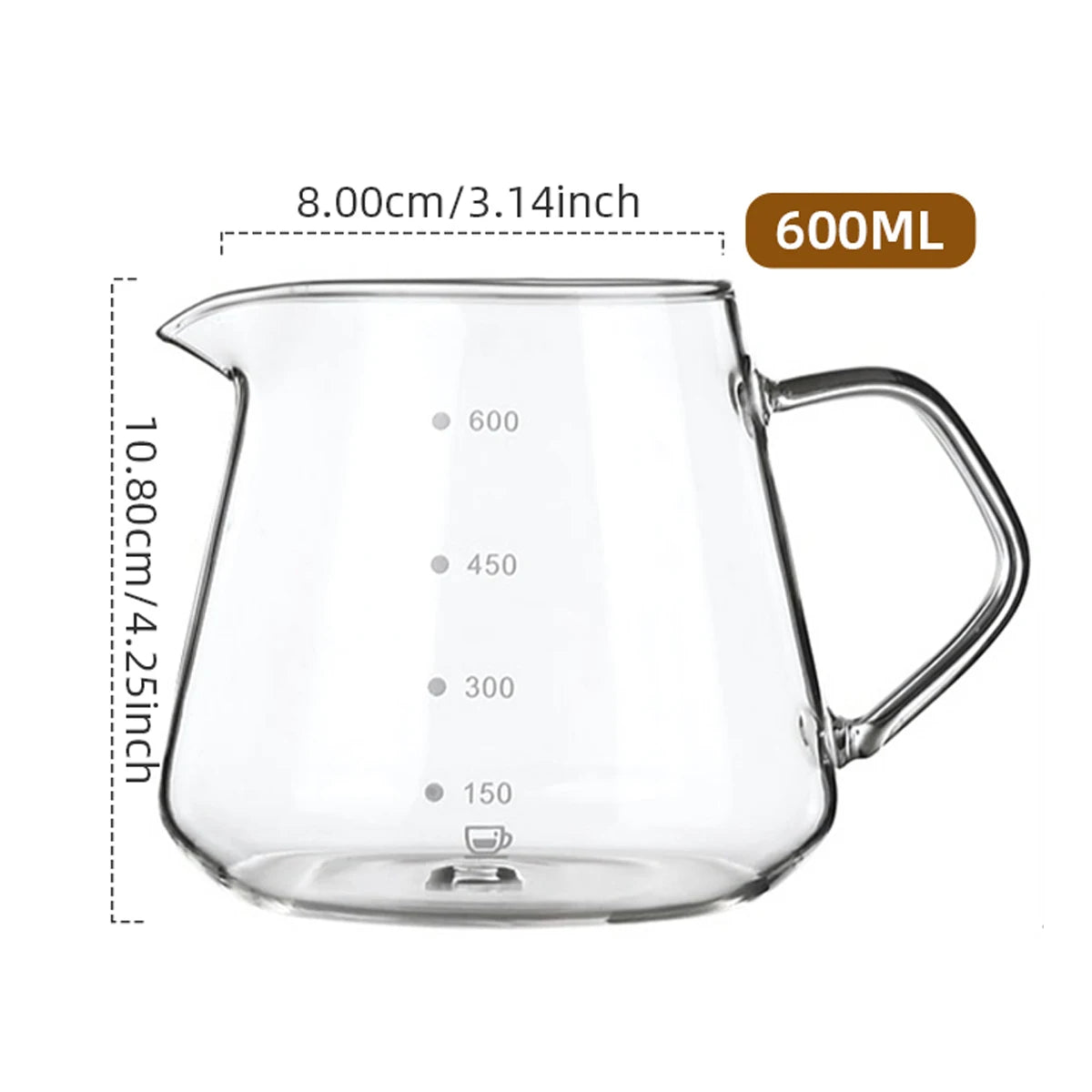 Glass Coffee Brew Pot Reusable Filter Drip Sharing Pot for Home or Office 600Ml Pour over Coffee Maker Set